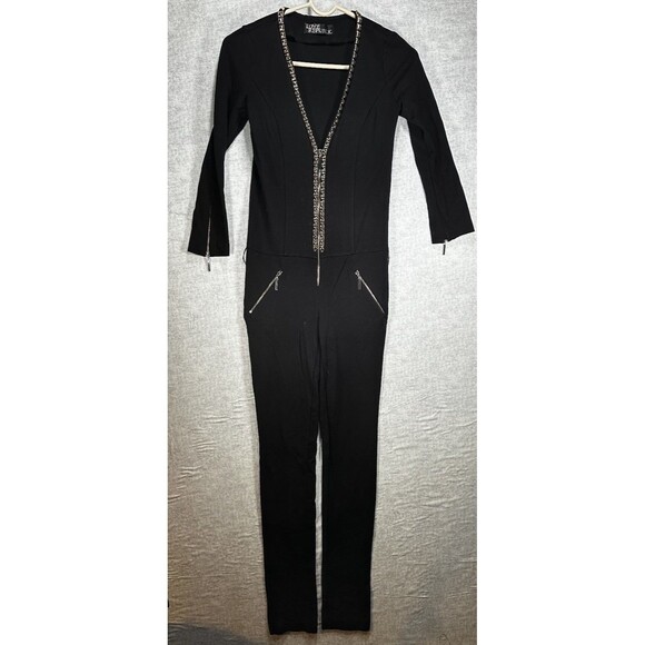 Love Republic Black Jumpsuit Women’s size XS/S straight leg 32” inseam Zippers - Picture 1 of 9